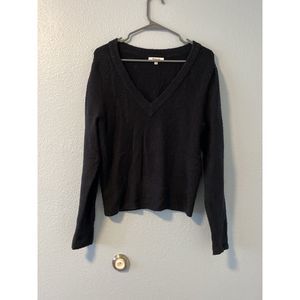 Madewell Black V Neck Puff sleeve sweater